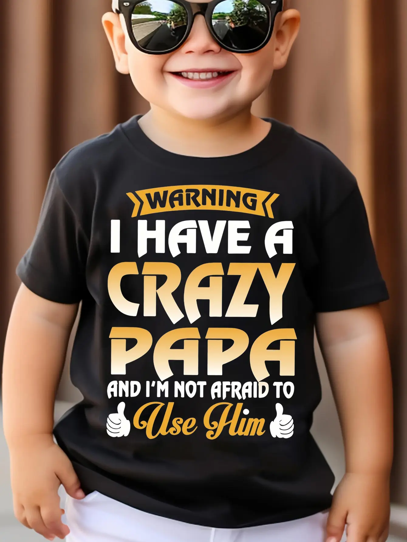 Boys' T-shirts Warning I Have A Crazy Papa And Im Not Afraid To Use Him Print 100% Cotton Short Sleeve T-shirt for Summer Fun Graphic Tees Durable Comfortable Versatile for All Seasons Graphic Printed Tee Cartoon Print Tee