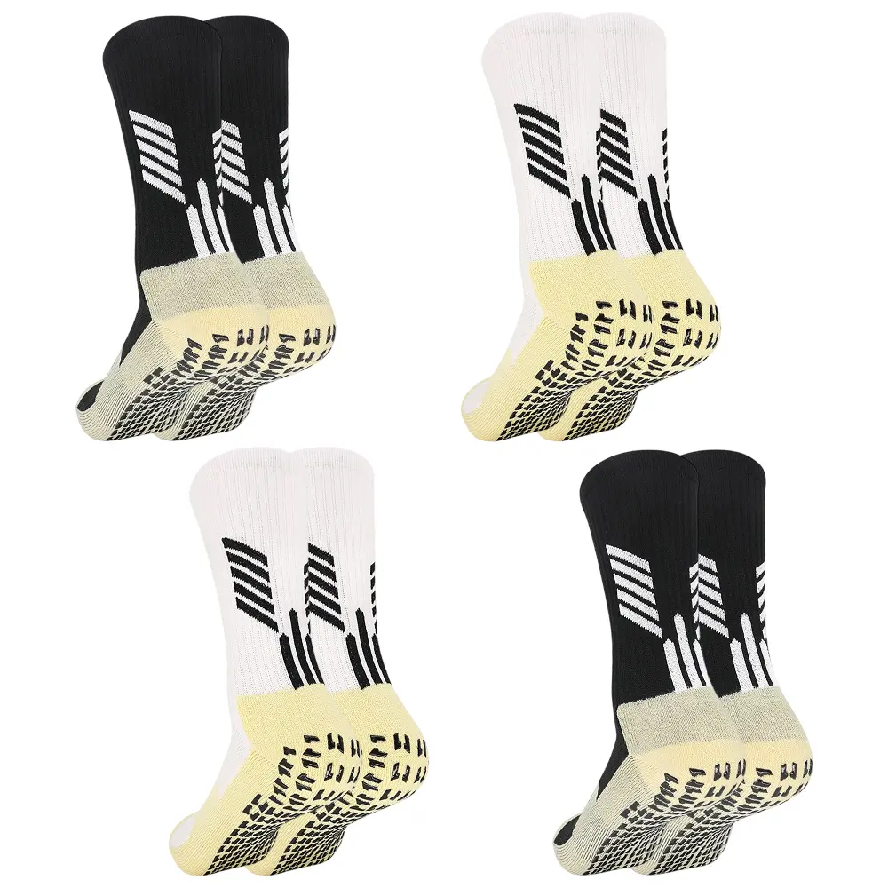 Grip Socks Set Package - 4 Pairs Non-Slip Secure Socks for Male Adults, Suitable for Football, Basketball Sports (Home Improvement, Building Supplies, Wallpaper & Wall Trim Category), Soft Fabric, Improve Foot Speed, Elastic Instep Design