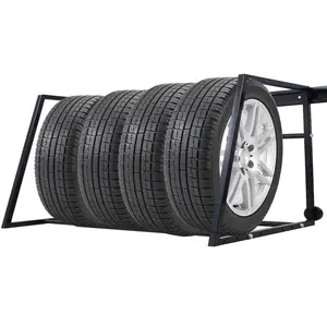 Garage specific heavy-duty tire storage rack, 32 to 58 inches wide adjustable to adapt to different tire types, steel body with a load-bearing capacity of 400 lbs, durable and easy to install, saving floor space