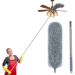 Microfiber  Duster with Extendable Pole, 100-inch Extra-Long Dusters Telescoping Cobweb Duster for Cleaning, Bendable and Washable Microfiber , Duster for High Ceiling, Fan, Furniture