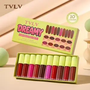 10-Piece Dreamy Lip Gloss Set, Mirror-Water Shine Finish, Long-Lasting Color Lock, Lightweight Moisturizing, Perfect for Holidays & Dates