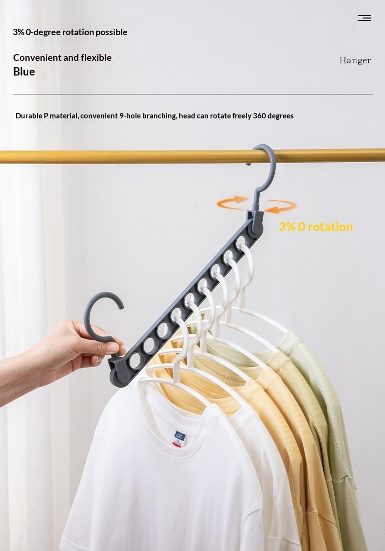 Household 9-Hole Hanger, Multi-Functional, Foldable, Rotatable, Magic Closet Storage, Space-Saving, Hanger Rack, Modern Minimalist