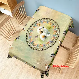 Lively Floral and Butterfly Design Tablecloth, Retro Watercolor Style, Suitable for Coffee Tables, Tea Tables, Dining Tables, Easter Decorations