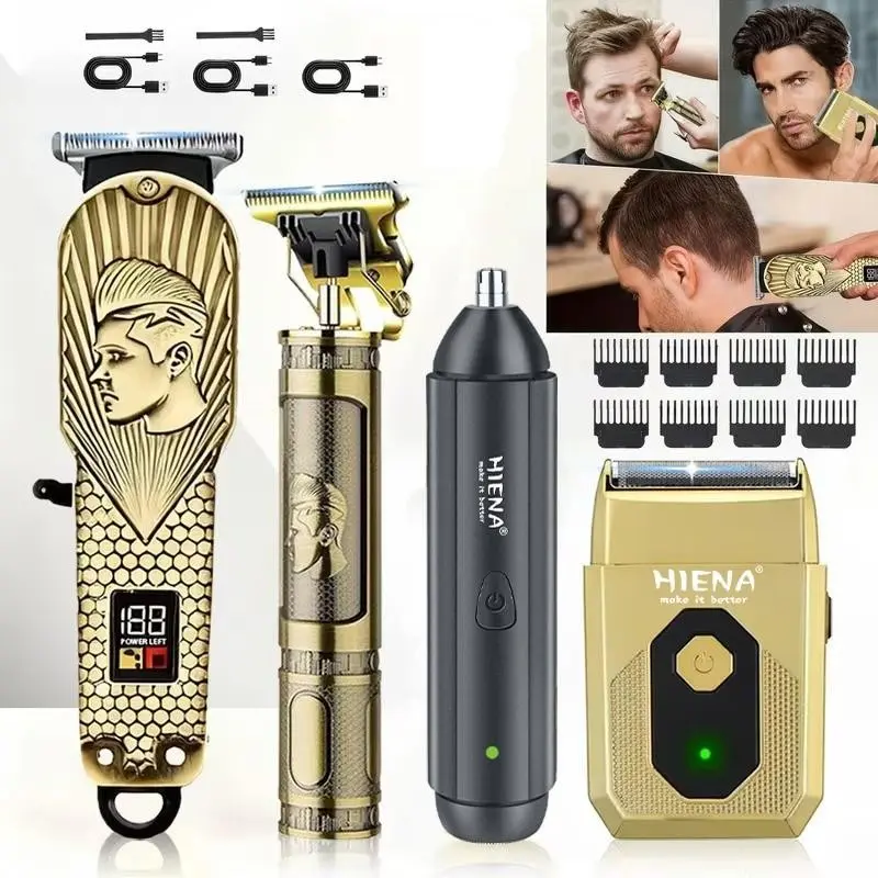 4-in-1 Men's Electric Grooming Kit｜Clip, Shave, Style & Trim in One Device. Cordless Fast Charge, Comes with Barber Cape & Tools for Home & Travel Cordless Trimmers Kit