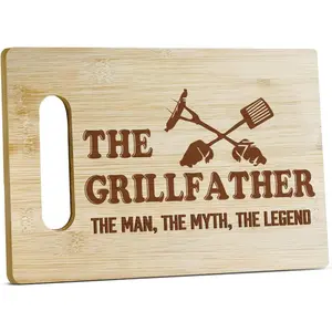 Wood Cutting Board for Kitchen Dad Cutting Board - The Grillfather, Gifts For Dad Chopping Board, Birthday Gifts For Dad Papa Father, Bamboo Cutting Boards For Kitchen Cooking Restaurant