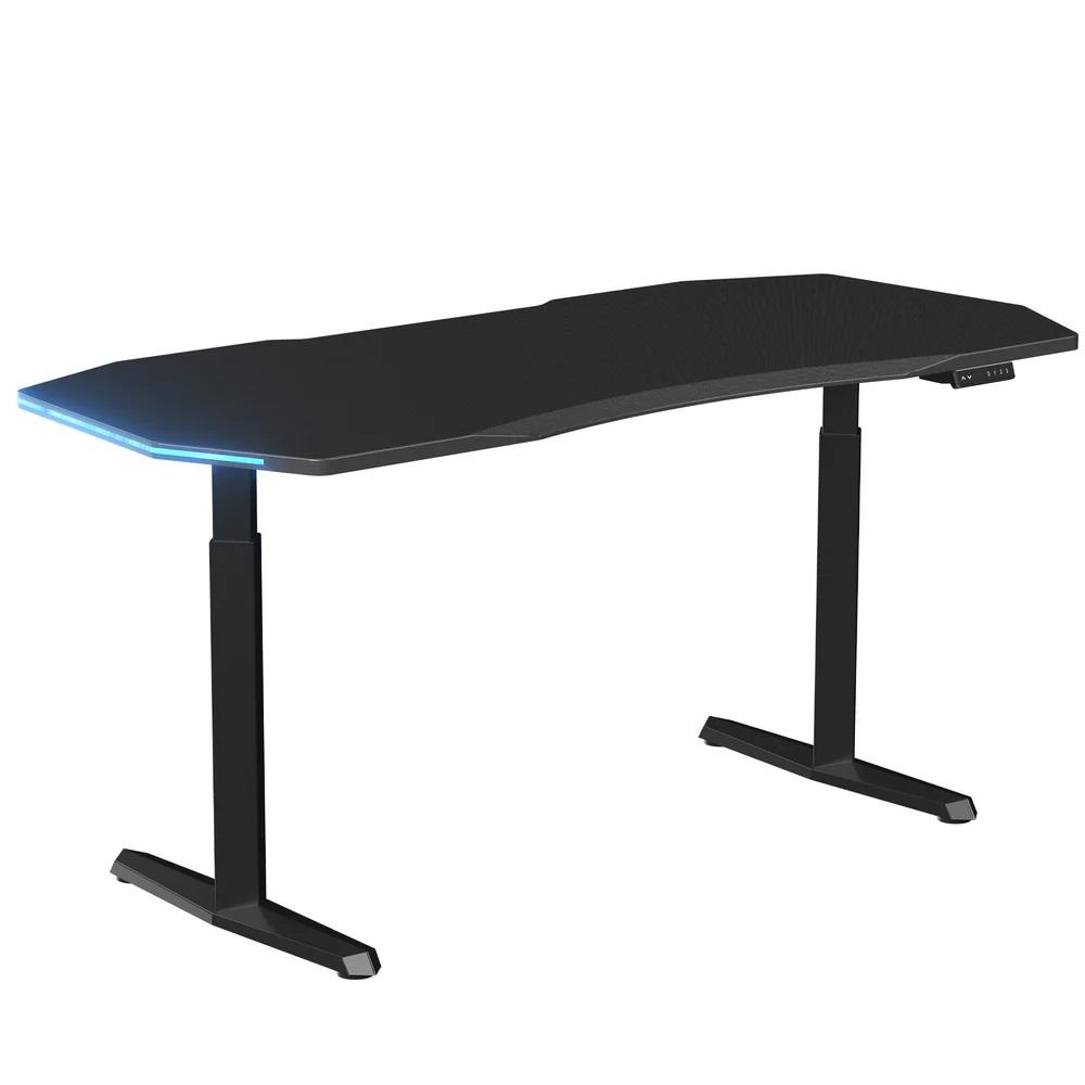 RGB Electric Height Adjustable Standing Gaming Desk, 63"×31.5" Large Ergonomic Curved Desktop, Dual-Motor Lift 27"–46" (≤50 dB), Sturdy 220 kg Steel Frame, for Home Office & Gaming (Ships in 2 Packages) RGB Electric Height Adjustable Standing Gaming Desk, 63"×31.5" Large Ergonomic Curved Desktop, Dual-Motor Lift 27"–46" (≤50 dB), Sturdy 220 kg Steel Frame, for Home Office & Gaming (Ships in 2 Packages)