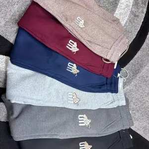 Women's Sweatpants with Sleeping Bear Design Embroidery Soft Fitted Jean Comfort Bottom 2211 for Everyday Wear Casual Sporty Trousers