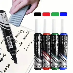 4 Color Set Press Erasable Whiteboard Pens, Teacher Water-Based Student Non-Toxic Colored Blue Blackboard Pens, Easy Erase Short Thick Large Head Marker Pens