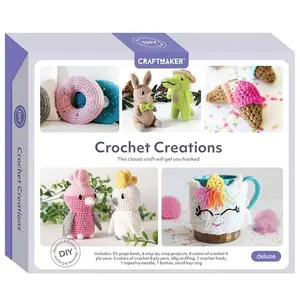 USED-Craft Maker: Crochet Creations Kit - Learn to Crochet at Home, Mindful Craft Kit for Adults, Includes Yarn & Needles, Indoor Activity