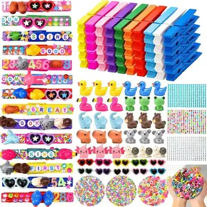 80-Piece DIY Craft Kit, Colorful Wooden Clips + Mini Resin Animal Letter Pins, Complete Set for Scrapbooking and Hair Accessories Decor