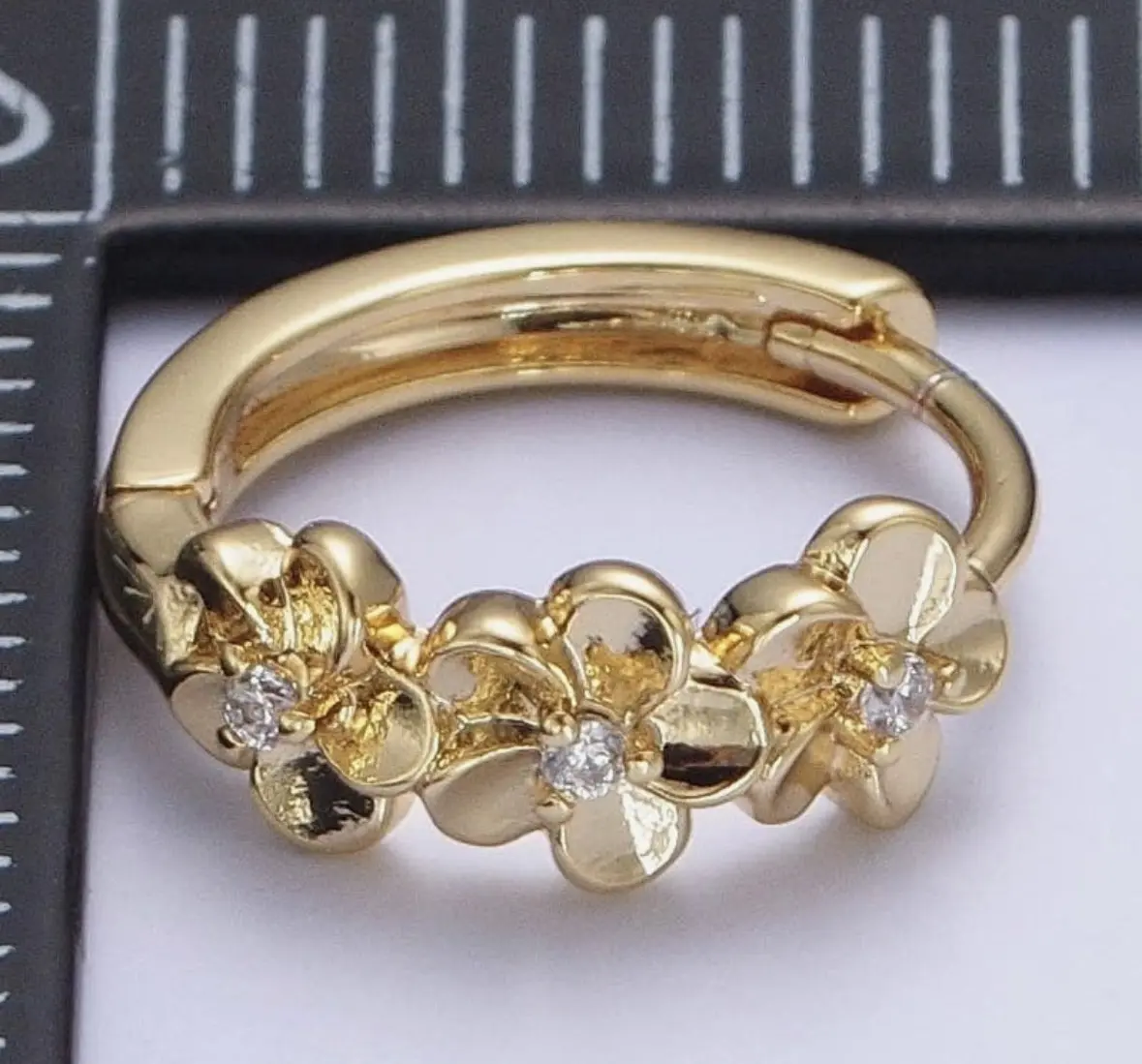 Minimalist Floral Gold Hoop Earrings