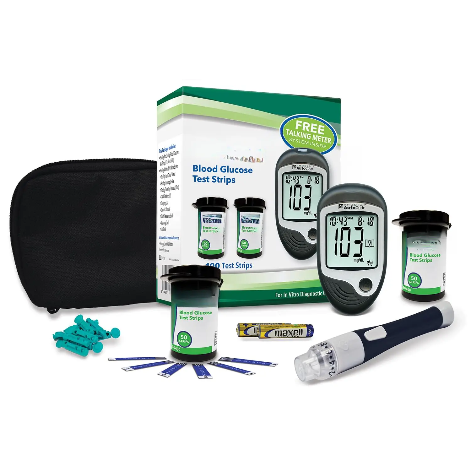 10500 100ct Test Strips with Autocode Talking Meter Starter Kit, Online Version of 75050