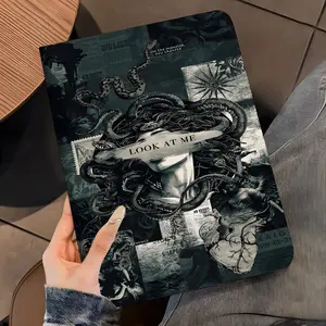 Gothic Medusa Art iPad Case, Book-Style Folio Cover with Pen Slot, Fits iPad 7.9/8.3/10.2/10.5/10.9/11/12.9 13 inch,Full Protective Tablet Case for Office School, Great Gift for Gothic Art Lovers Family Friends