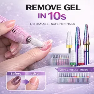 21pcs Nail Drill Bits Set for Beginners  | Remove Gel, Shape & Clean Nails Easily at Home