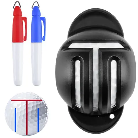 Golf Ball Marking Set with 2 Pens, Golf Alignment Practice Template, Essential Golf Training Accessories, Golf Item, Improve Your Game Easily