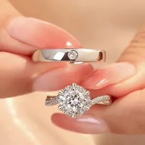 Adjustable size diamond ring, couple's ring, wedding ring