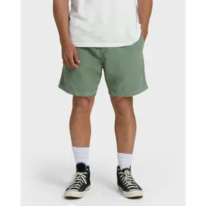 BILLABONG Men's Larry Layback Cord Shorts - Moss, 100% Cotton Corduroy Elastic Waist 17" Outseam Pockets, Casual Everyday