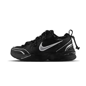 Nike Air Monarch 4 Custom Sneakers: Unisex Low-Top Dad Shoes with Slip-Resistant, Lightweight, and Versatile Design in Black Silver Trending Shoes, House White Official Shoes to Get / Maison Mihara