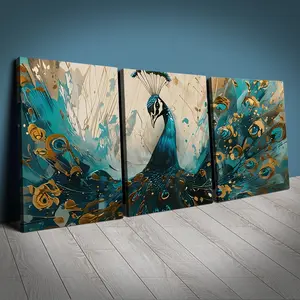 Set of 3 Framed Canvas Prints, Modern Life Tree Art, Abstract Plant Design, Geometric Shapes, Background, Modern Home Decor, Wall Decor for Living Room & Office