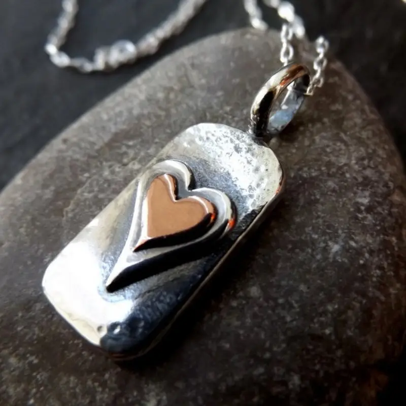 1Pc Silvery Double-Layer Geometric Heart-Rectangle Pendant Necklace, Unisex Bohemian Vintage Alloy Chain Jewelry, Casual Accessory for Anniversary, Gift for Loved Ones, Gift For Relatives And Friends, Vintage Jewelry Accessories, One-Piece