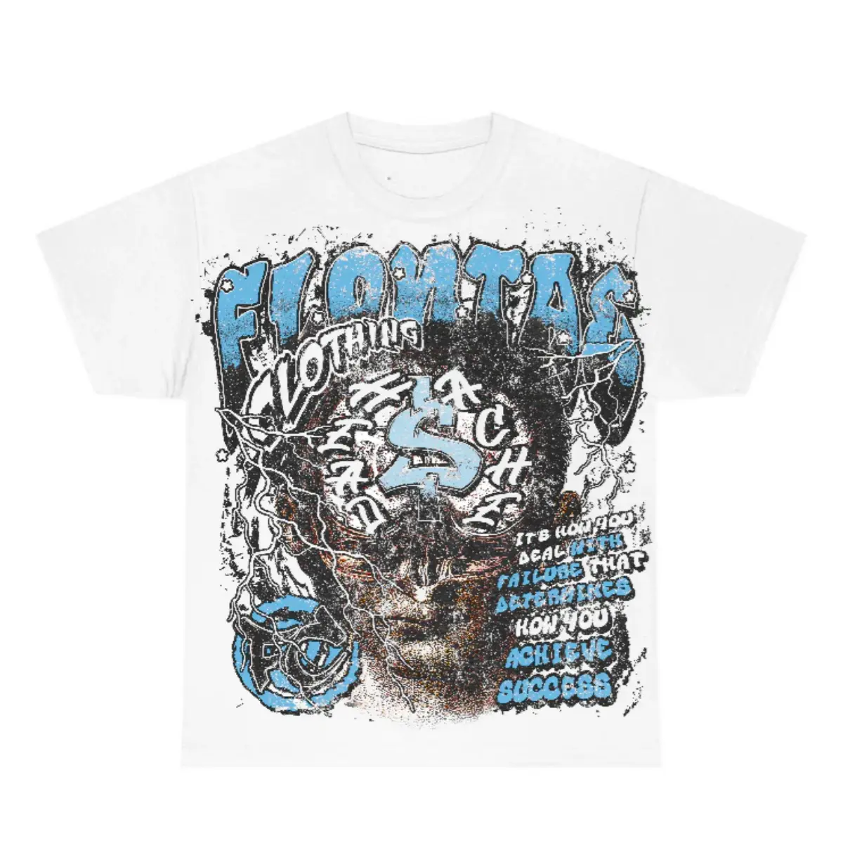 Men's Streetwear Graphic Tee with Headstorm & 11s Legend Blue Flontae Print, Soft 100% Cotton Short-Sleeve Shirt for Casual Menswear, Tops, Tshirt, Breathable, Shortsleeve, Fabric, Oversize, Graphic Shirts, Cotton Graphic Tees