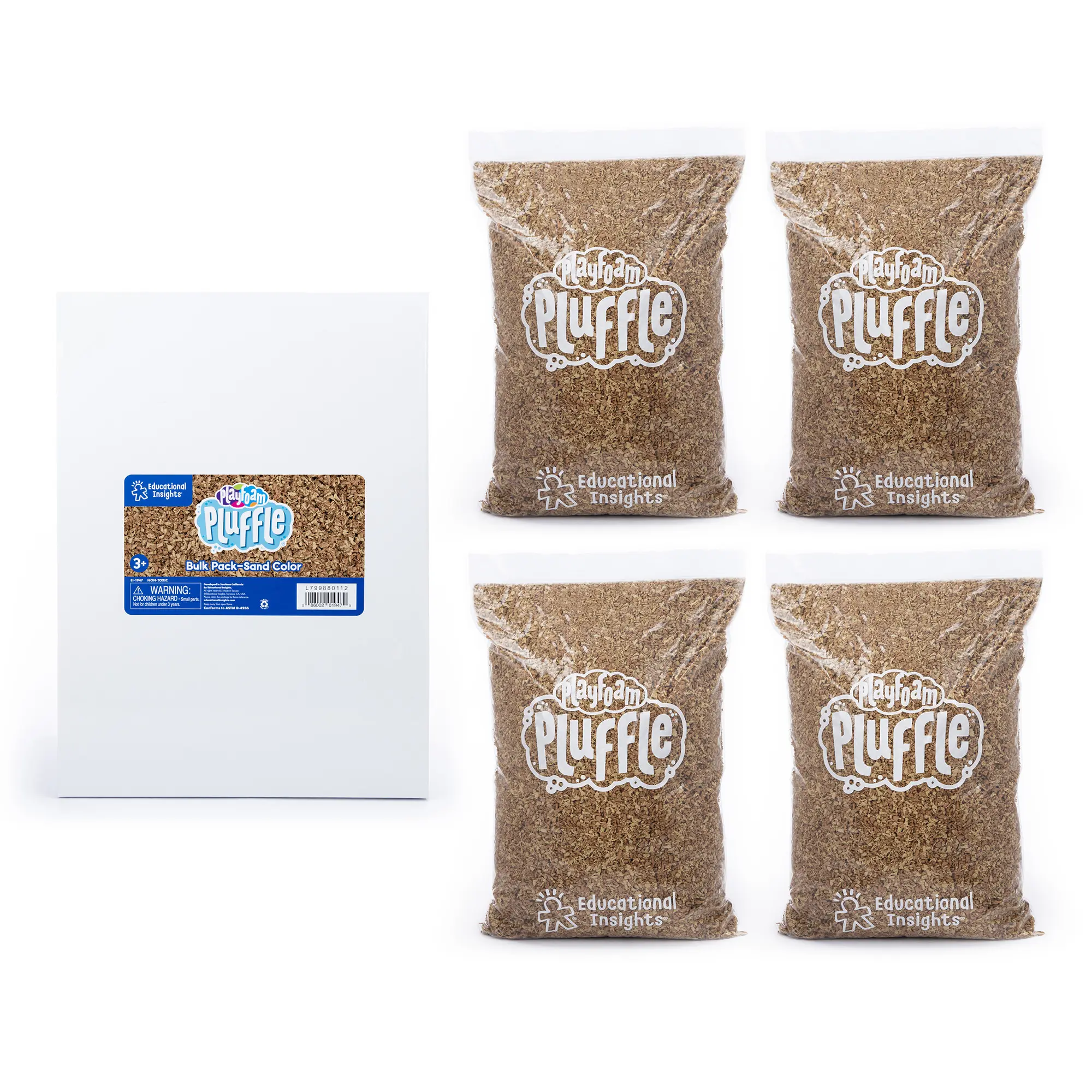 Educational Insights Pluffle Bulk Pack-Sand Color for Sensory Bins, ages 3+