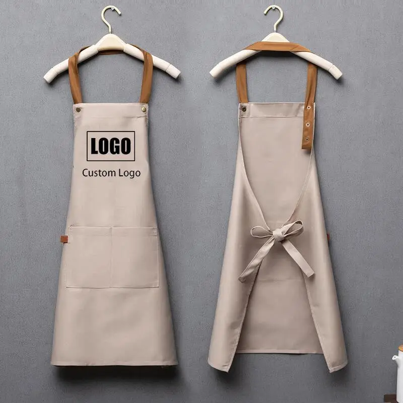 Adult Waterproof Single Apron with Pockets and Waist Bag - Customizable, Embroider Logo, Print Your Logo Option - Kitchen Wear for Home Baking Tasks