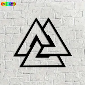 1pc Viking Valknut Metal Wall Art,Valknut Statue Mural, Ideal Gift for New Year, Christmas, Norse Mythology Enthusiasts, Rust-Resistant Metal Wall Decor Wall Sculptures, Perfect for Living Room Wall & Garden Fence Wall, Unique Nordic Decor