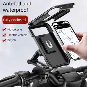 Universal Motorcycle Bike Phone Mount, Adjustable Waterproof 360 Degree Rotating Holder, Compatible with All Bikes & Motorcycles Suitable for Handlebars with a Diameter of  0.87-1.1inch, Motorcycle Accessories