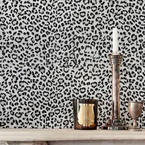 JIFFDIFF Black and White Leopard Print Peel and Stick Wallpaper Waterproof Removable Self Adhesive Textured Wall Paper Unique Funky Cheetah Contact Paper for Bedroom and Bathroom