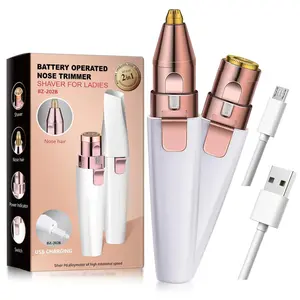 Women's 2-In-1 Electric Eyebrow Trimmer, Brow Shaper & Hair Remover, Mini Portable LED Light Shaver, Rechargeable Lithium Ion Battery, New, 2w Power