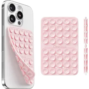 Klearlook Silicone Double-Sided Suction Cup Phone Case Detachable Mount, Sticky Phone Grip with Higher Suction Power for Iphone, Hands-Free Phone Accessories Holder for Selfies and Videos, Light Pink Klearlook
