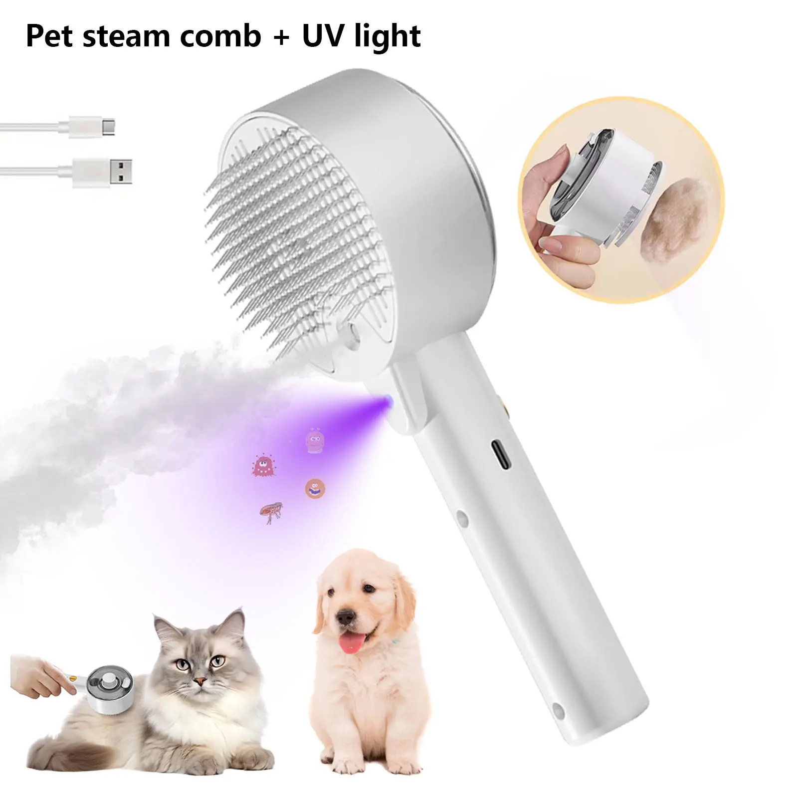 Cat Steam Brush Dematting Spray Comb, Cat Dog Steam Comb for Long Short Fur, Pet Steam Massage Beauty Self-Cleaning Brush Grooming Tools, Deshedding Tool, Grooming Goods