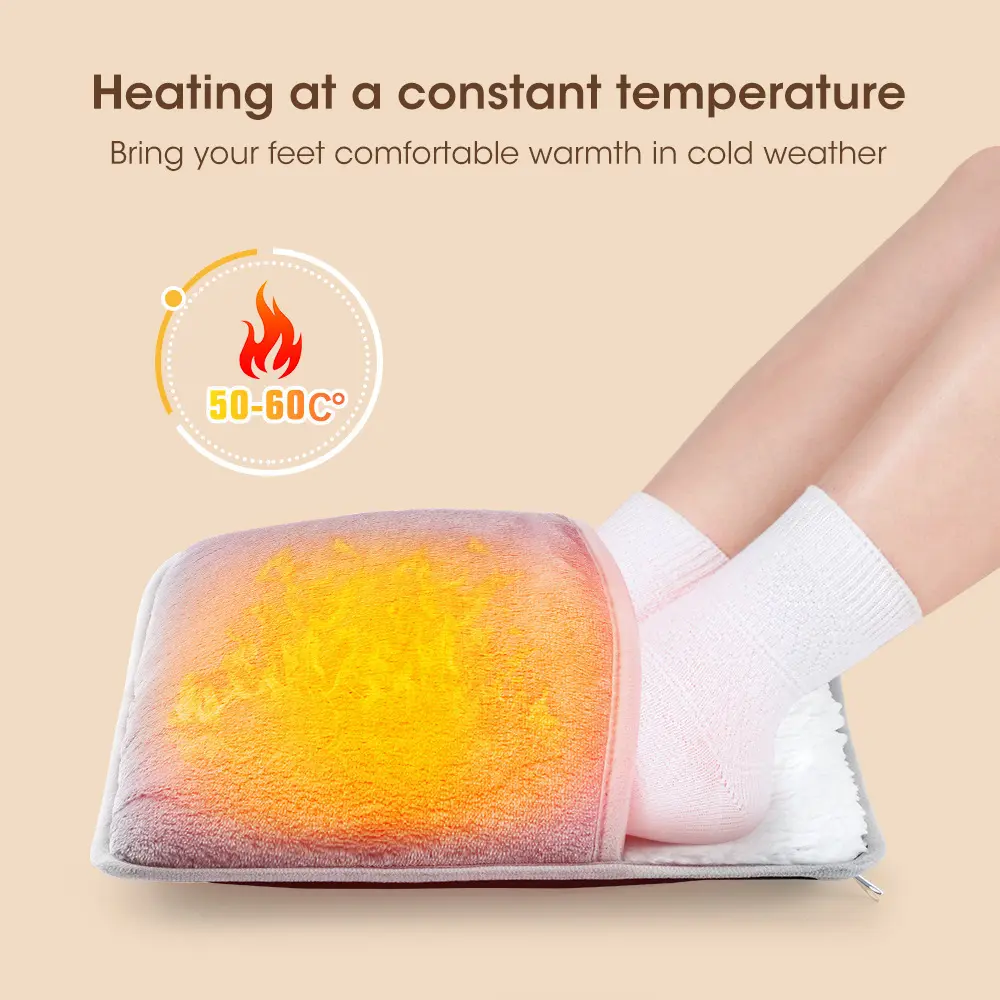 USB Electric Heating Pad & Foot Warmer - Soft Fleece Sherpa Heating Cushion for Abdomen, Waist & Back Pain Relief - Home Office Desk Essential