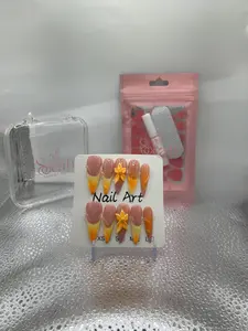 Autumn Blossom Press-On Nails (Brown & Orange Floral)