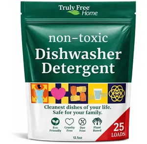 Truly Free Dishwasher Detergent Powder | Natural Dish Detergent, Dishwasher Soap | Plastic Free, Plant-Based, Clean, Heavy Duty Hard Water Stain & Grease Remover | Fragrance Free | 12.5 oz (Pack of 1)