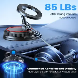 360° Adjustable Vacuum Magnetic Phone Car Holder with Strong Suction Cup Base for Cars Gyms Mirrors and Bathrooms Compact Foldable Design Steering Wheel Stand,Christmas