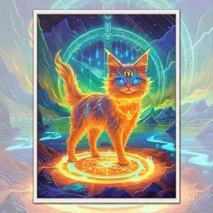 New Arrival! DIY 5D Diamond Painting Kit Magic Cat Round Acrylic Diamonds Frameless Mosaic Art Colorful Home Office Decor 35x45cm