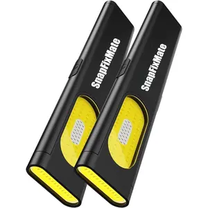 2 Pack Pocket Flashlight EDC Clip Light with Magnetic Base - 675 Lumen USB-C Rechargeable Slim Flat IPX4 Waterproof Dual Modes Compact LED Flashlight for Camping Travel