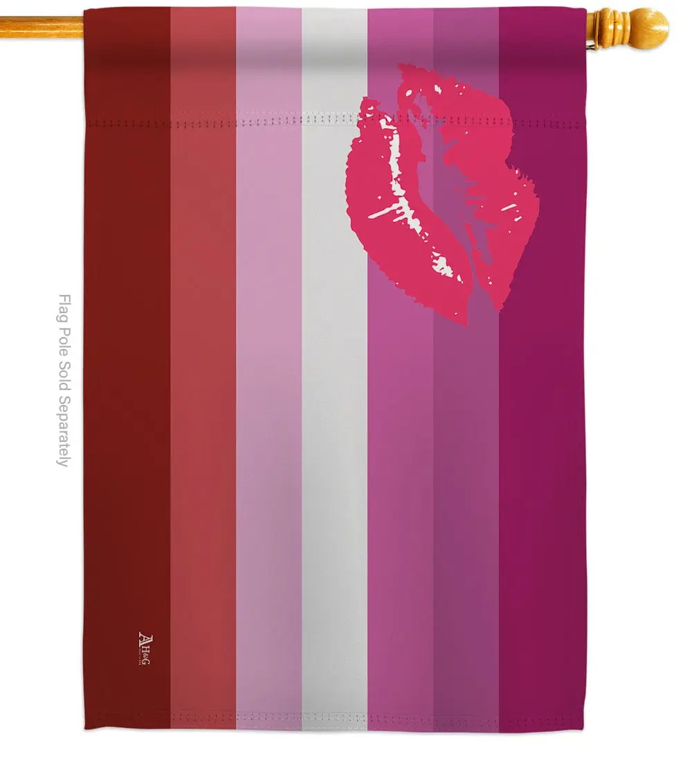Americana Home & Garden H148014-BO 28" x 40" Double-Sided Horizontal House Flag, Lipstick Lesbian Pride Support, Decorative Banner for Garden Yard Home, Gift-Worthy Large House Flag, Support Beautiful Large House Flag