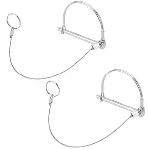 2 count Trailer Coupler Pins, 1/4" x 3.2" Carbon & Stainless Steel Wire Trailer Hitch Pin with Anti-Lost Towing Rope Ring Clip for Gate Safety  and Hitches Locking Latch  Accessories