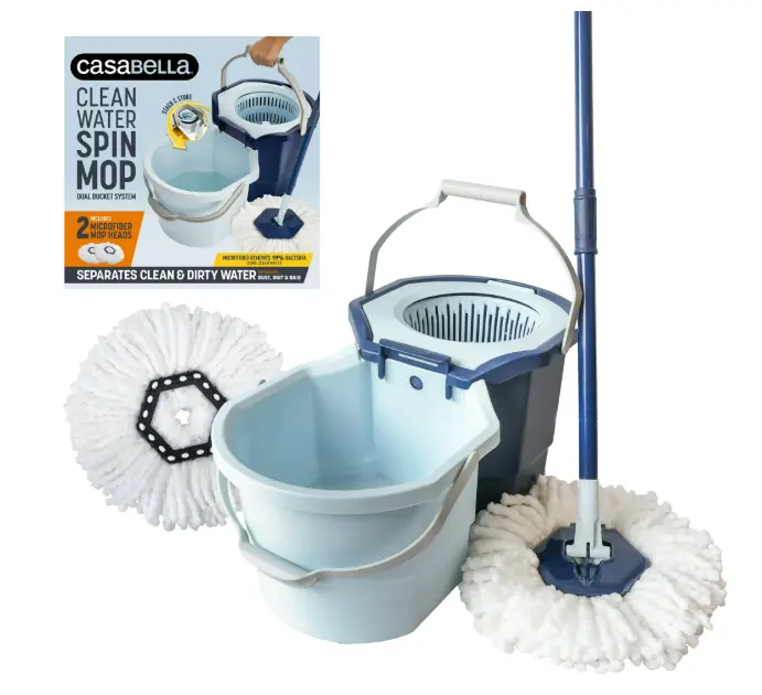 Casabella Clean Water Spin Mop with Extra Mop Head Refill