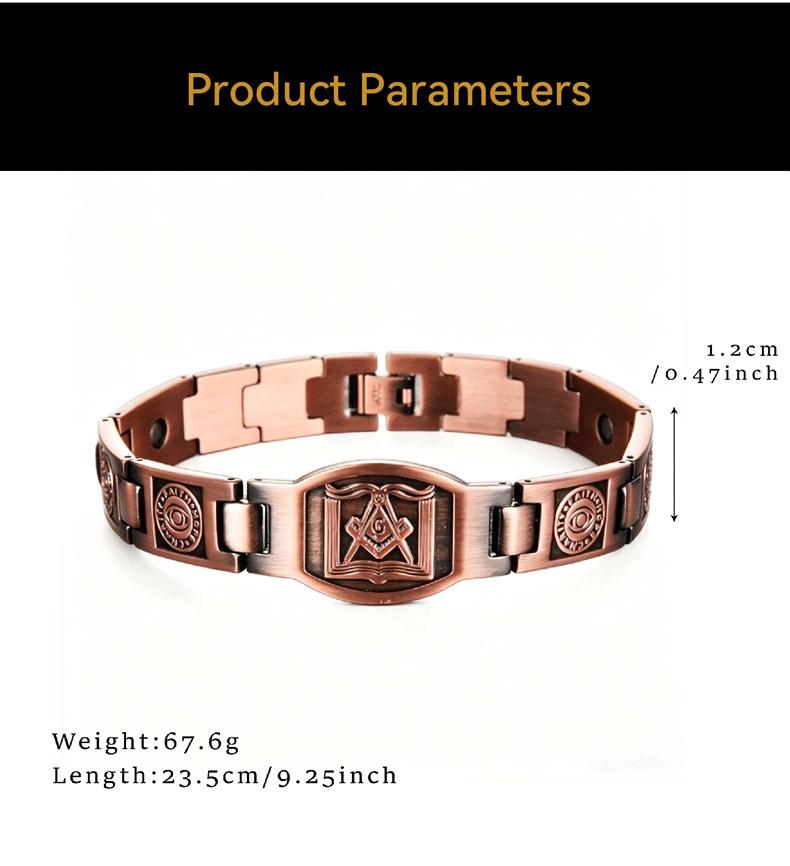 GGIRL Vintage Heave Solid Pure Copper Bracelet For Men,Effective Uitra Strength Magnetic Copper Bracelet-Adjustable Length Wearable Durability Men's Jewellry