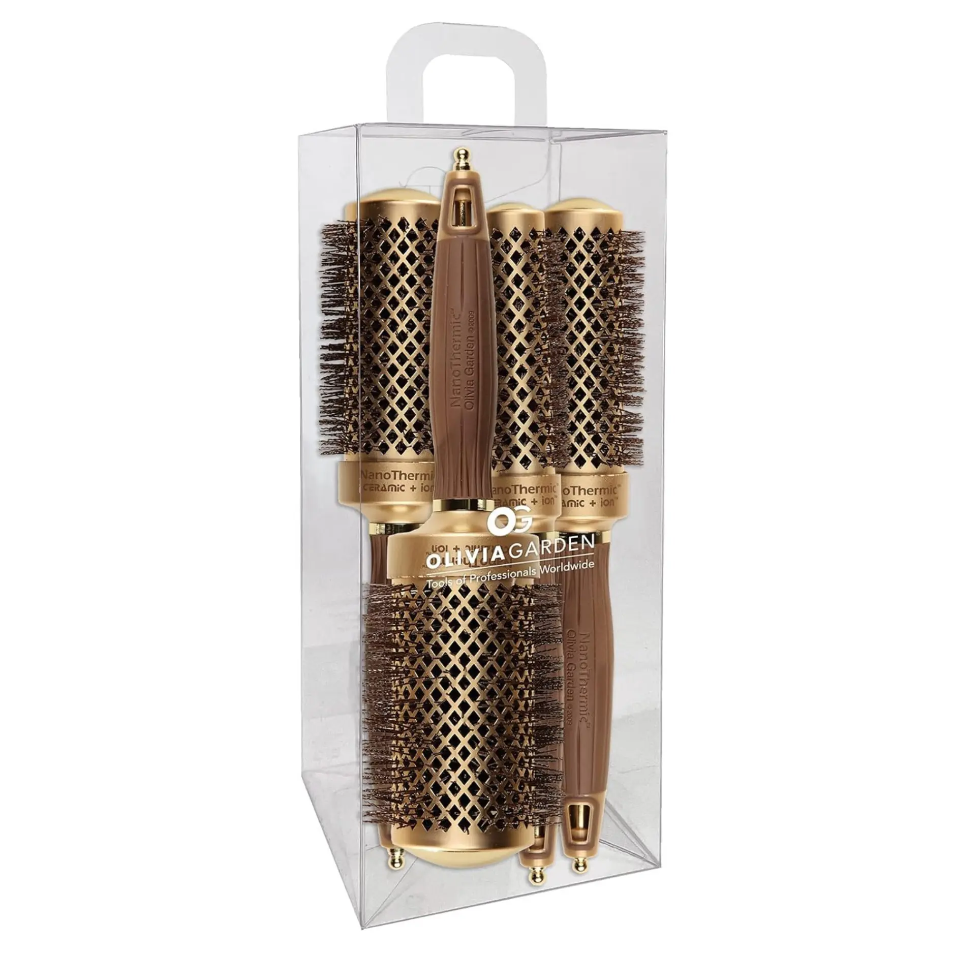 Olivia Garden NanoThermic Ceramic + Ion Round Thermal Hair Brush - Box Set - Professional Blowout Brush for Normal to Thick Hair