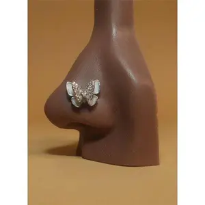 Cubic Zircon Gem Butterfly Magnetic Nose  Jewelry