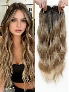 Premium Kanekalon Hair Topper | 22 Inch Wavy Clip-In with Bangs | Natural Volume for Thinning Hair | Instant Confidence for Daily Wear