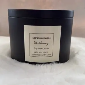 Lisa's Luxe Candles Mulberry Soy Wax Candle 16 oz Handmade with Love Premium Aromatherapy