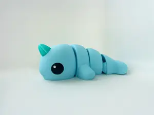 Zou's Blue Narwhal Fidget Toy- - High-Quality 3D Printed Articulated Whale for Tabletop Tactile Play & Stress Relief