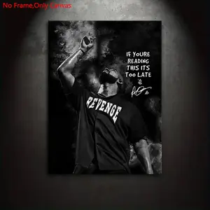 1 piece/set frameless canvas painting print poster, modern minimalist style artistic art, rapper Drake, a perfect gift for hip-hop culture enthusiasts, ideal gift for bedroom, living room, dorm hallway, kitchen, mural, wall decoration, room decoration