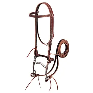 Weaver Leather 5/8" Burgundy Latigo Leather Bridle Set - Includes 5" Curb Bit, 6' Reins & Curb Strap